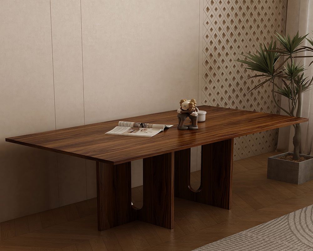 Walnut Melamine Dining Table 6 Seater-Furniture > Dining > Dining Tables-PEROZ Accessories