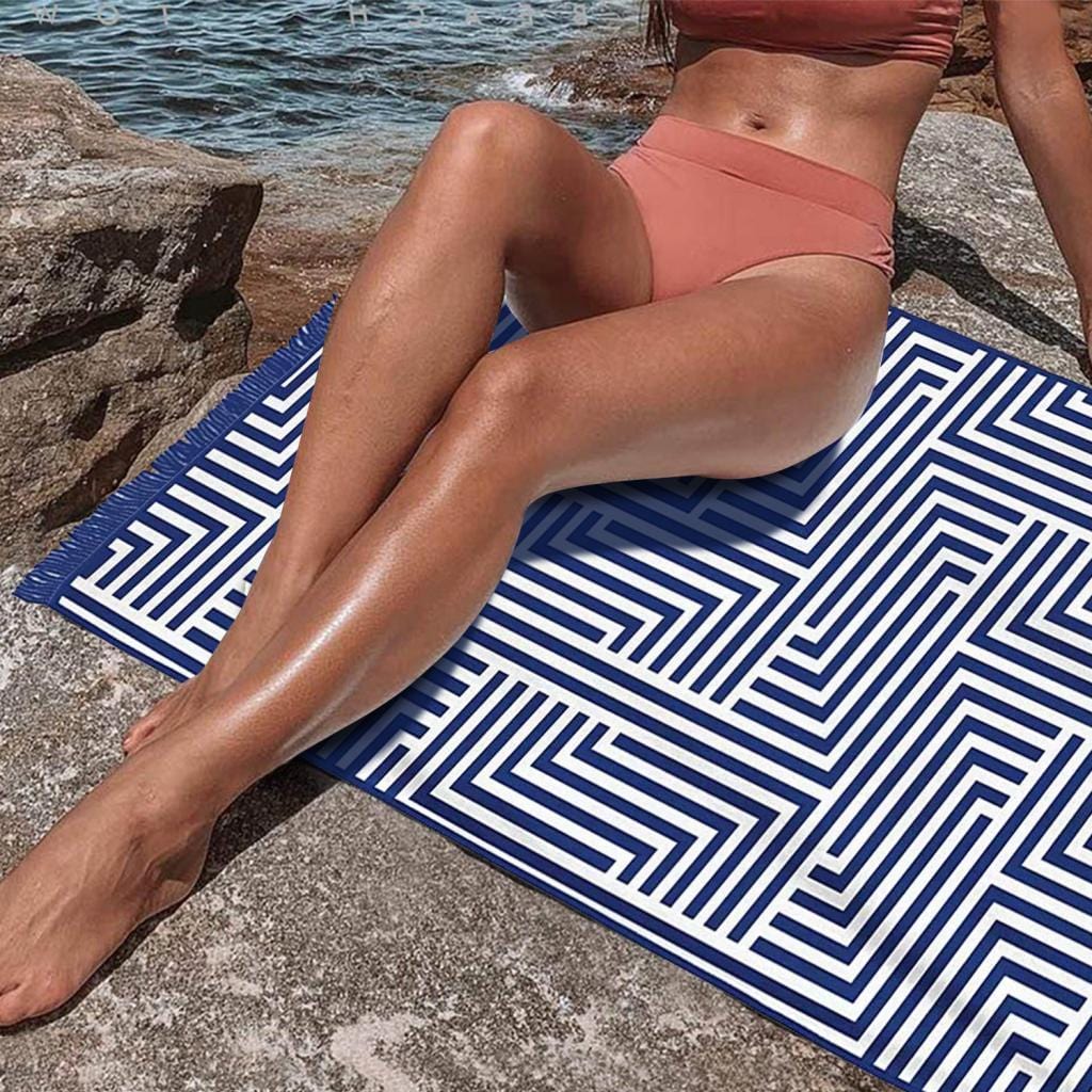 Rectangular Quick Dry Beach Towel with Tassel-Home &amp; Garden &gt; Pool &amp; Accessories &gt; Beach Towels-PEROZ Accessories