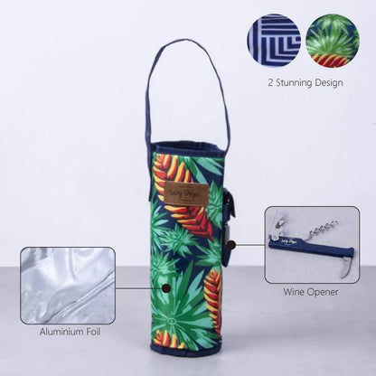 Lazy Dayz Insulated Wine Bottle Tote - Makena-Furniture &gt; Dining &gt; Wine Racks-PEROZ Accessories