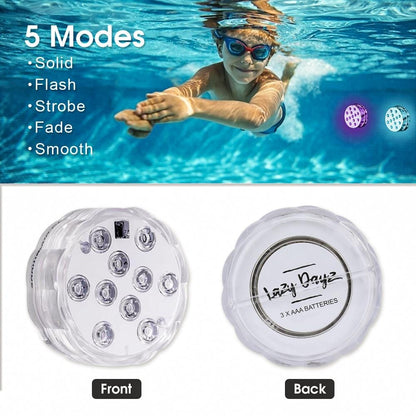 Lazy Dayz 13 Colors LED Remote Pool Light 2 Pack-Home &amp; Garden &gt; Lighting &gt; Night Lights &amp; Ambient Lighting-PEROZ Accessories