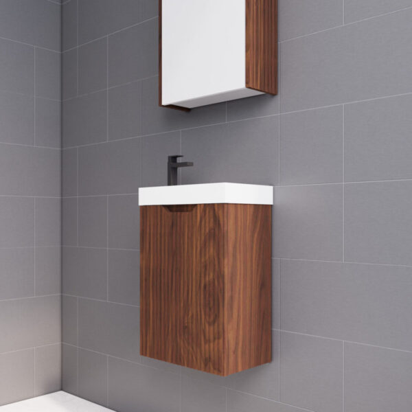 450*250*553mm Vienna Brown Oak Wall Hung Mini Vanity For Small Bathroom-Furniture &gt; Bathroom &gt; Vanity Units-PEROZ Accessories