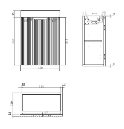 450*250*550mm Vienna Matt White Wall Hung Mini Vanity-Furniture &gt; Bathroom &gt; Vanity Units-PEROZ Accessories
