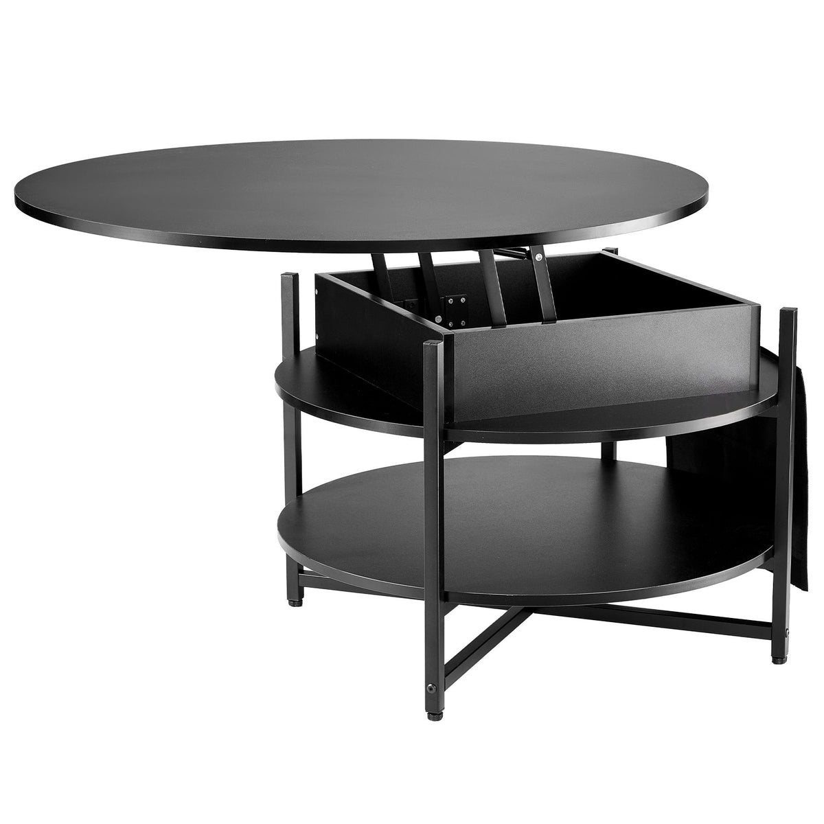 Lift Top Coffee Table 35.3" Round Coffee Table for Living Room Black-Furniture > Outdoor > Outdoor Dining Sets-PEROZ Accessories