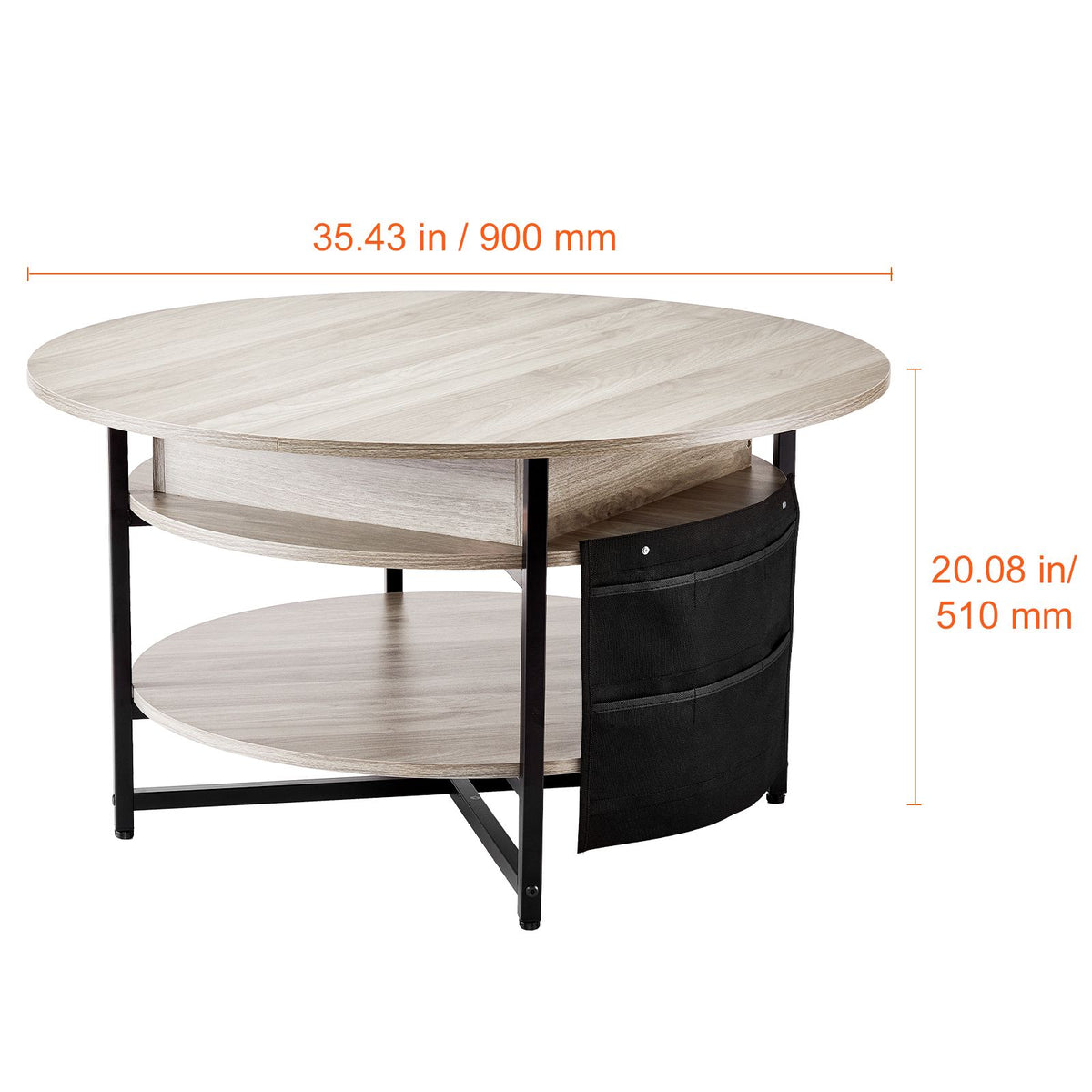 Lift Top Coffee Table 35.3" Round Coffee Table for Living Room White-Furniture > Outdoor > Outdoor Dining Sets-PEROZ Accessories