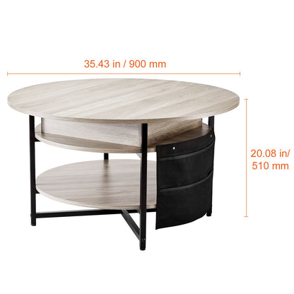 Lift Top Coffee Table 35.3" Round Coffee Table for Living Room White-Furniture > Outdoor > Outdoor Dining Sets-PEROZ Accessories