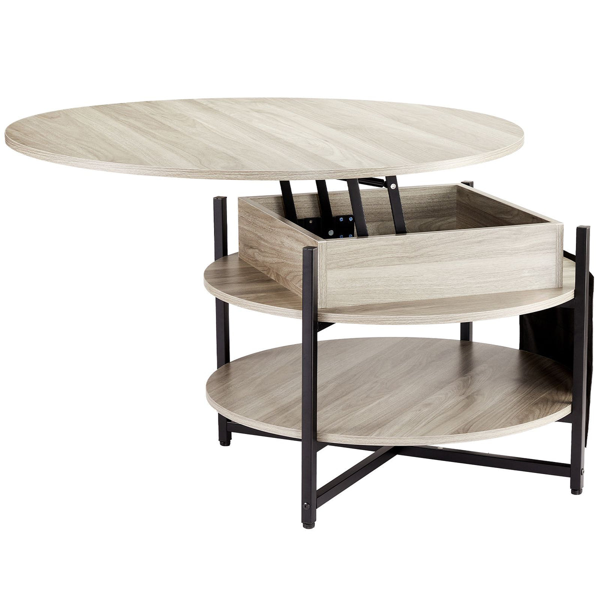 Lift Top Coffee Table 35.3" Round Coffee Table for Living Room White-Furniture > Outdoor > Outdoor Dining Sets-PEROZ Accessories
