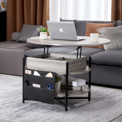 VEVOR Lift Top Coffee Table 35.3" Round Coffee Table for Living Room White-Furniture > Outdoor > Outdoor Dining Sets-PEROZ Accessories