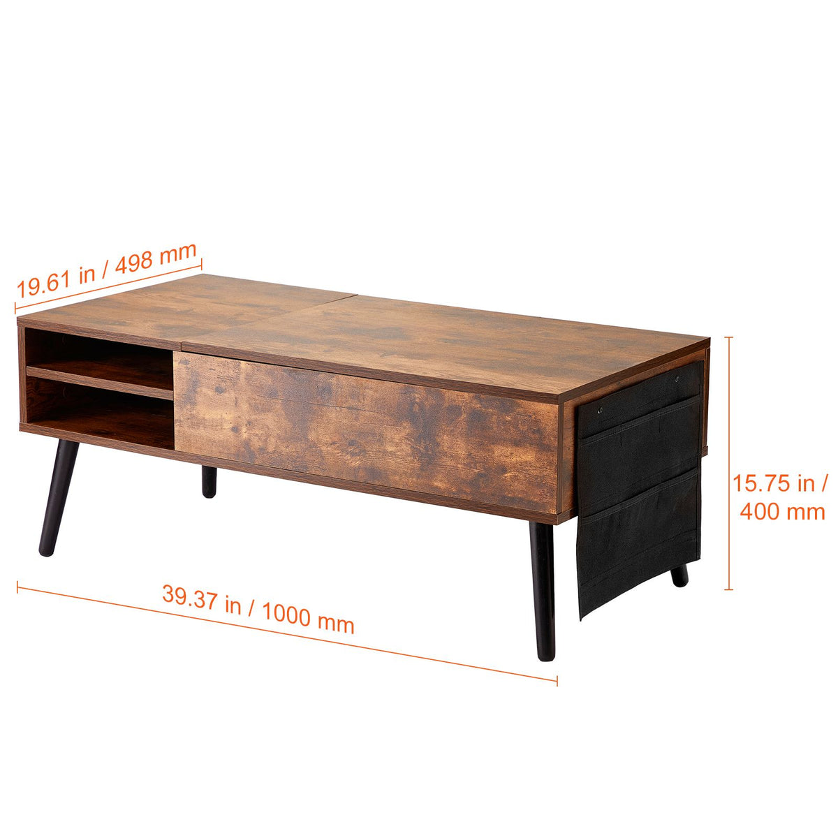 Lift Top Coffee Table 39.4 in Rectangle Coffee Table for Living Room Brown-Furniture > Outdoor > Outdoor Dining Sets-PEROZ Accessories