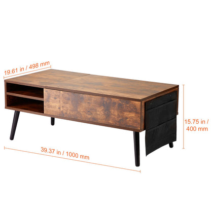 Lift Top Coffee Table 39.4 in Rectangle Coffee Table for Living Room Brown-Furniture > Outdoor > Outdoor Dining Sets-PEROZ Accessories