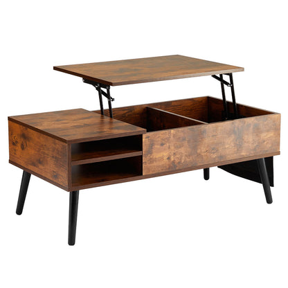 Lift Top Coffee Table 39.4 in Rectangle Coffee Table for Living Room Brown-Furniture > Outdoor > Outdoor Dining Sets-PEROZ Accessories