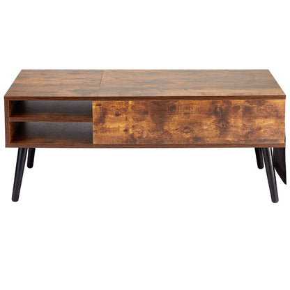 Lift Top Coffee Table 39.4 in Rectangle Coffee Table for Living Room Brown-Furniture > Outdoor > Outdoor Dining Sets-PEROZ Accessories