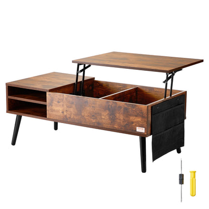 VEVOR Lift Top Coffee Table 39.4 in Rectangle Coffee Table for Living Room Brown-Furniture > Outdoor > Outdoor Dining Sets-PEROZ Accessories