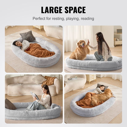 Human Dog Bed 1825x1220x254 mm Human Size Dog Bed Washable Faux Rabbit Fur-Pet Care > Dog Supplies > Dog Beds-PEROZ Accessories