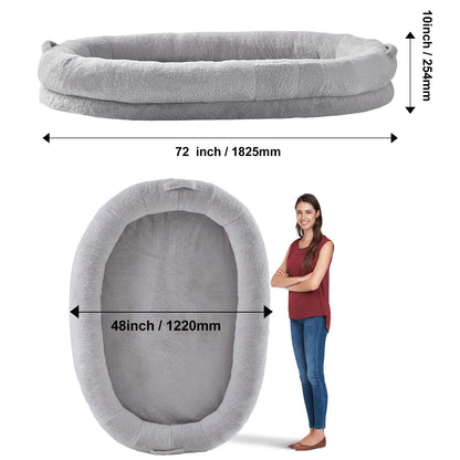 Human Dog Bed 1825x1220x254 mm Human Size Dog Bed Washable Faux Rabbit Fur-Pet Care > Dog Supplies > Dog Beds-PEROZ Accessories