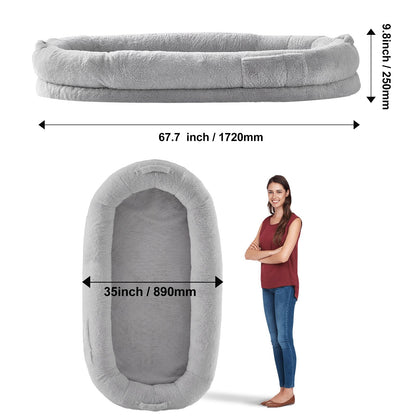 Human Dog Bed 1720x890x250 mm Human Size Dog Bed Washable Faux Rabbit Fur-Pet Care > Dog Supplies > Dog Beds-PEROZ Accessories