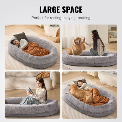 Human Dog Bed 1820x1220x250 mm Human Size Dog Bean Bed Washable PV Velvet-Pet Care > Dog Supplies > Dog Beds-PEROZ Accessories
