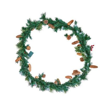 VEVOR Christmas Garland, 2750mm Artificial Christmas Garland with Light String, Faux Greenery Decoration with Berry Clusters, Pine Needles, Pine Cones, Realistic Xmas Collection for Mantel Fireplace-Occasions &gt; Christmas &gt; Christmas Wreaths &amp; Garlands-PEROZ Accessories
