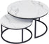 Nesting Coffee Table Faux Marble Small Round Coffee Tables - White-Furniture > Living Room > Coffee Tables-PEROZ Accessories