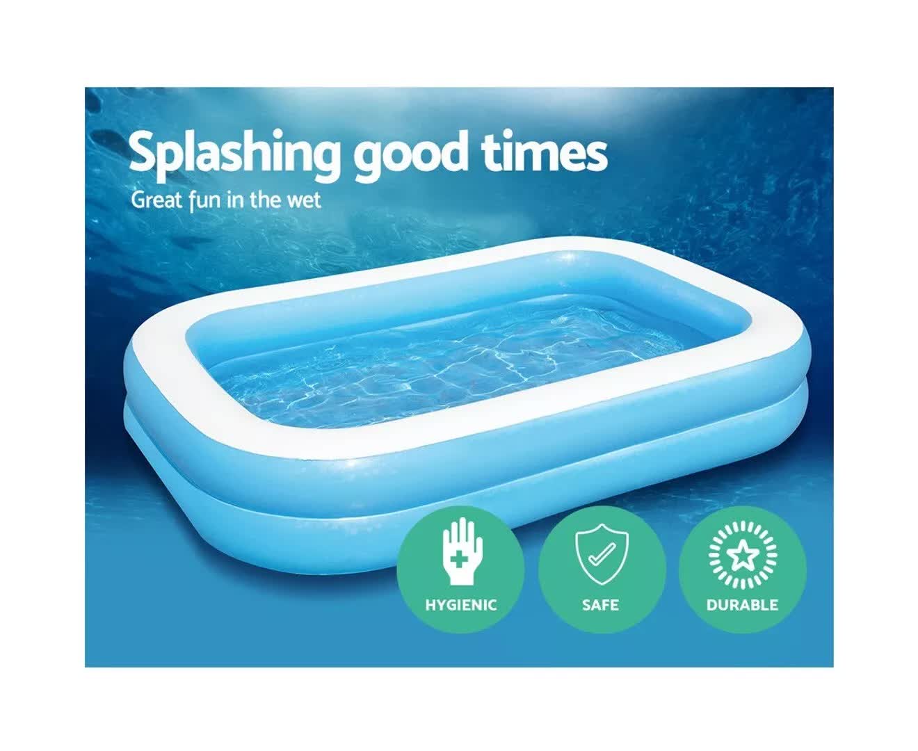 Bestway 2.62m x 1.75m x 51cm Blue Rectangular Family Pool-Home &amp; Garden &gt; Pool &amp; Accessories &gt; Swimming Pools-PEROZ Accessories