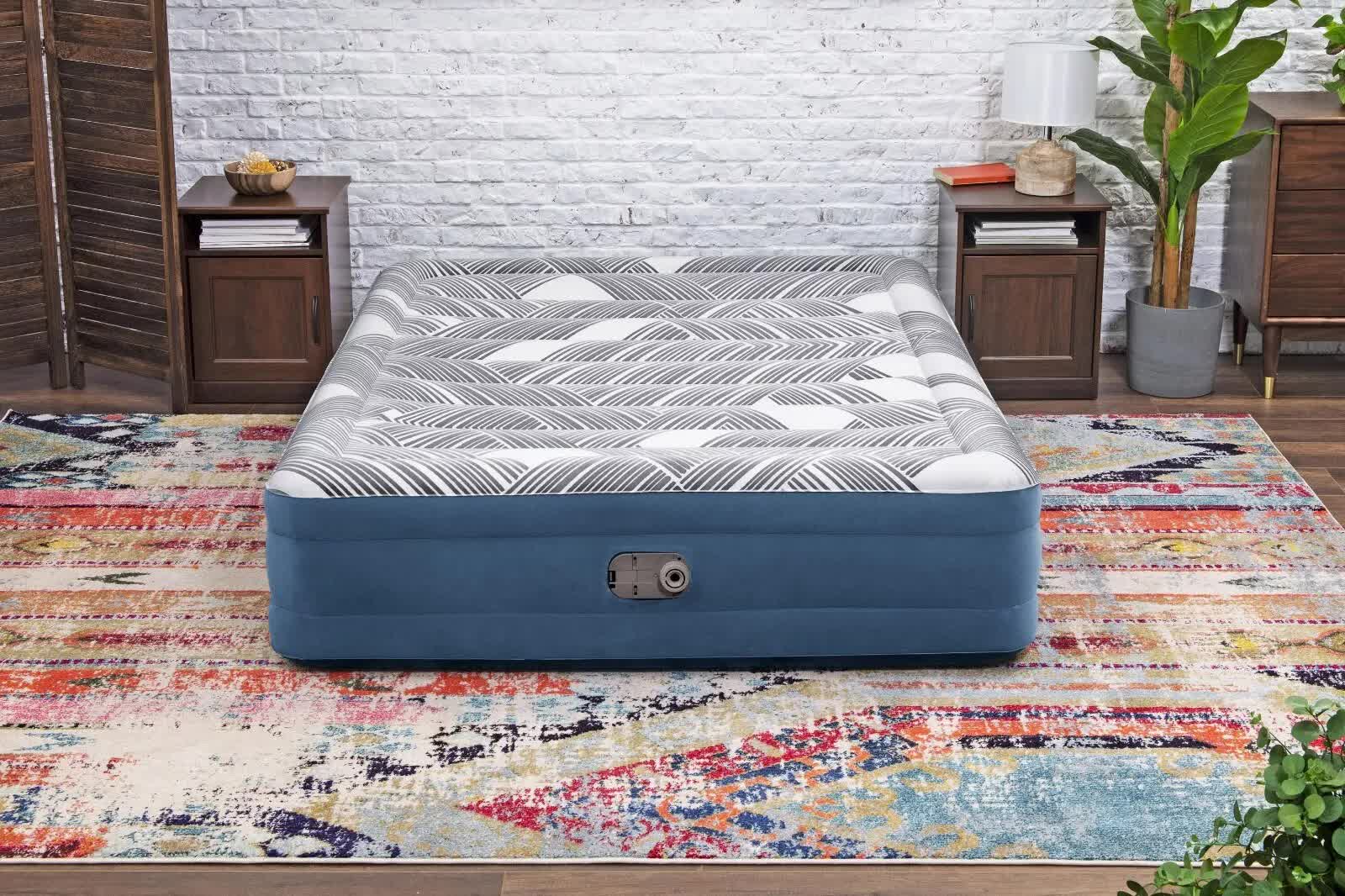 Bestway 2.03m x 1.52m x 36cm Tritech Fashion Flock comfortable inflatable Air Mattress Queen Built-in AC Pump-Outdoor Recreation &gt; Camping &gt; Inflatable Mattresses-PEROZ Accessories