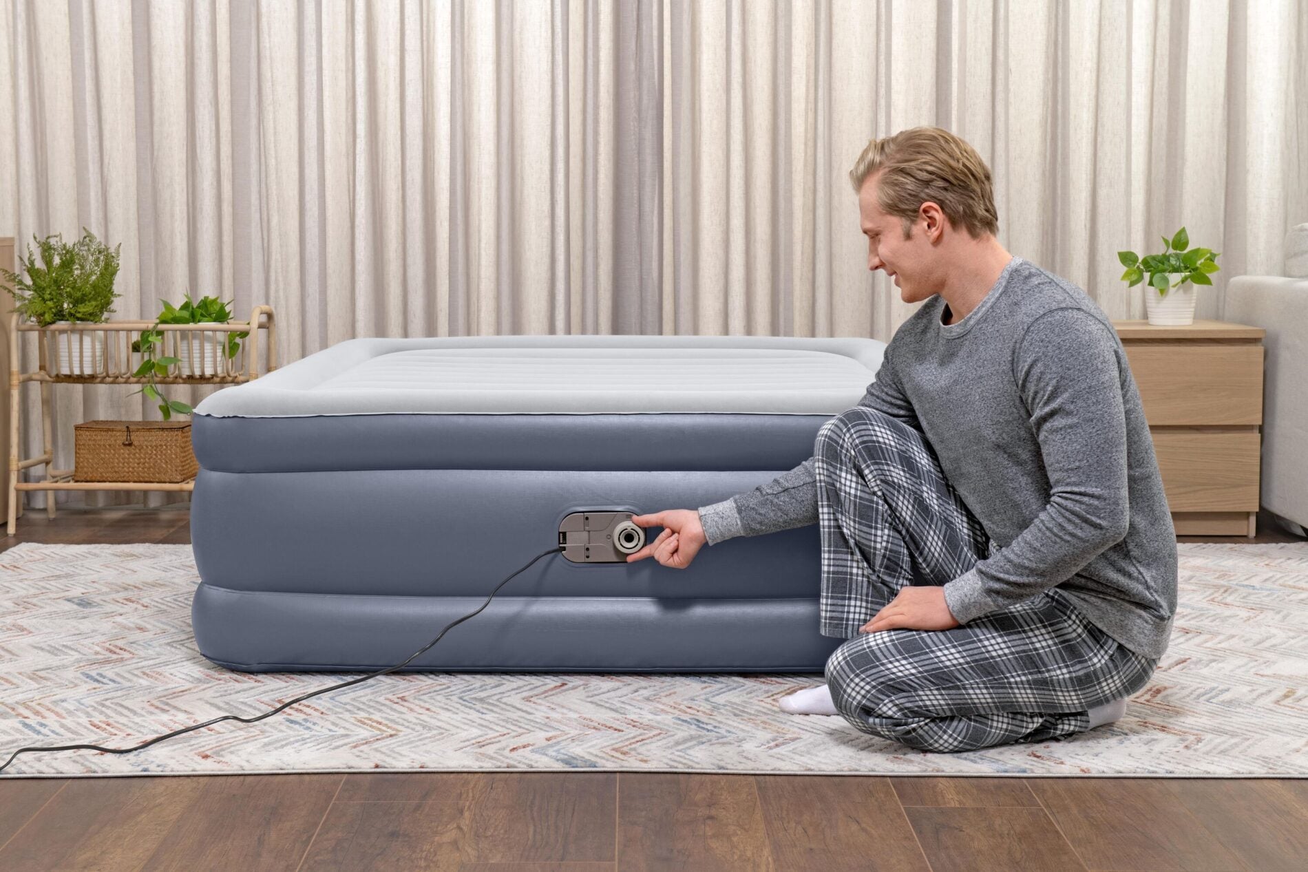 Bestway 2.03m x 1.52m x 51cm Tritech Air Inflatable Mattress Queen Built-in AC Pump-Outdoor Recreation &gt; Camping &gt; Inflatable Mattresses-PEROZ Accessories