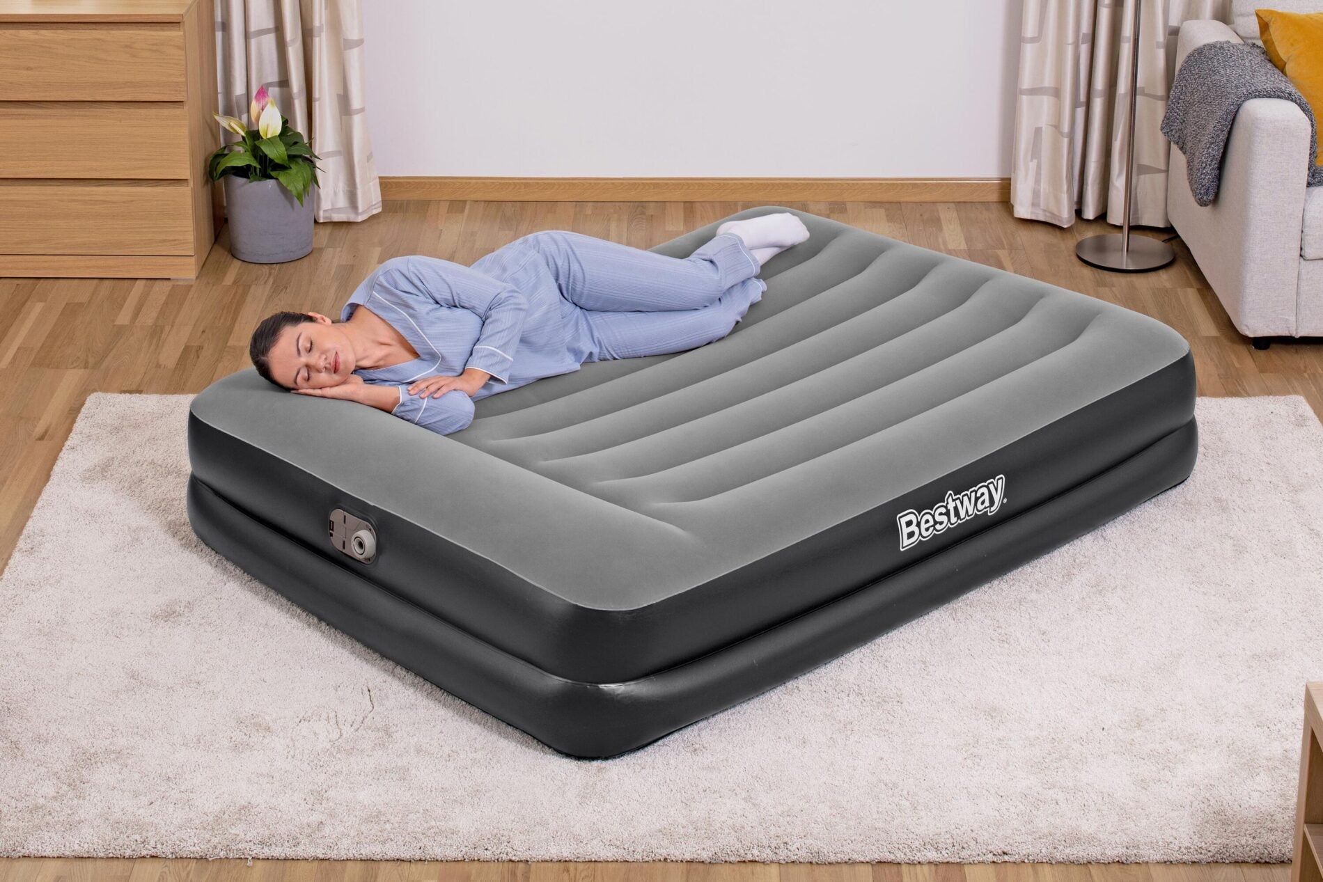 Bestway 2.03m x 1.52m x 46cm Tritech Air Mattress Queen Built-in AC pump-Outdoor Recreation &gt; Camping &gt; Inflatable Mattresses-PEROZ Accessories