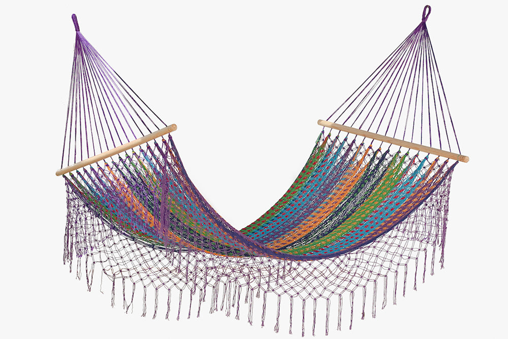Mayan Legacy Queen Size Outdoor Cotton Mexican Resort Hammock With Fringe in Colorina Colour-Hammock-PEROZ Accessories