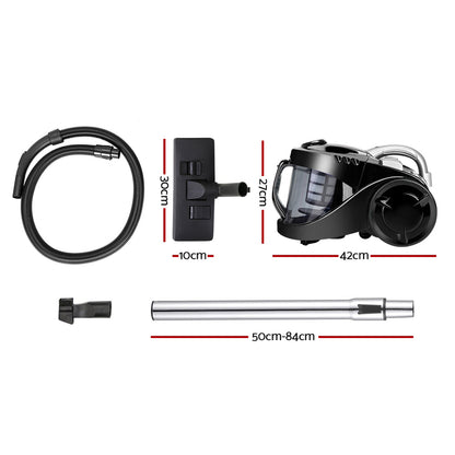 Devanti 2200W Bagless Vacuum Cleaner Black-Vacuum Cleaners-PEROZ Accessories