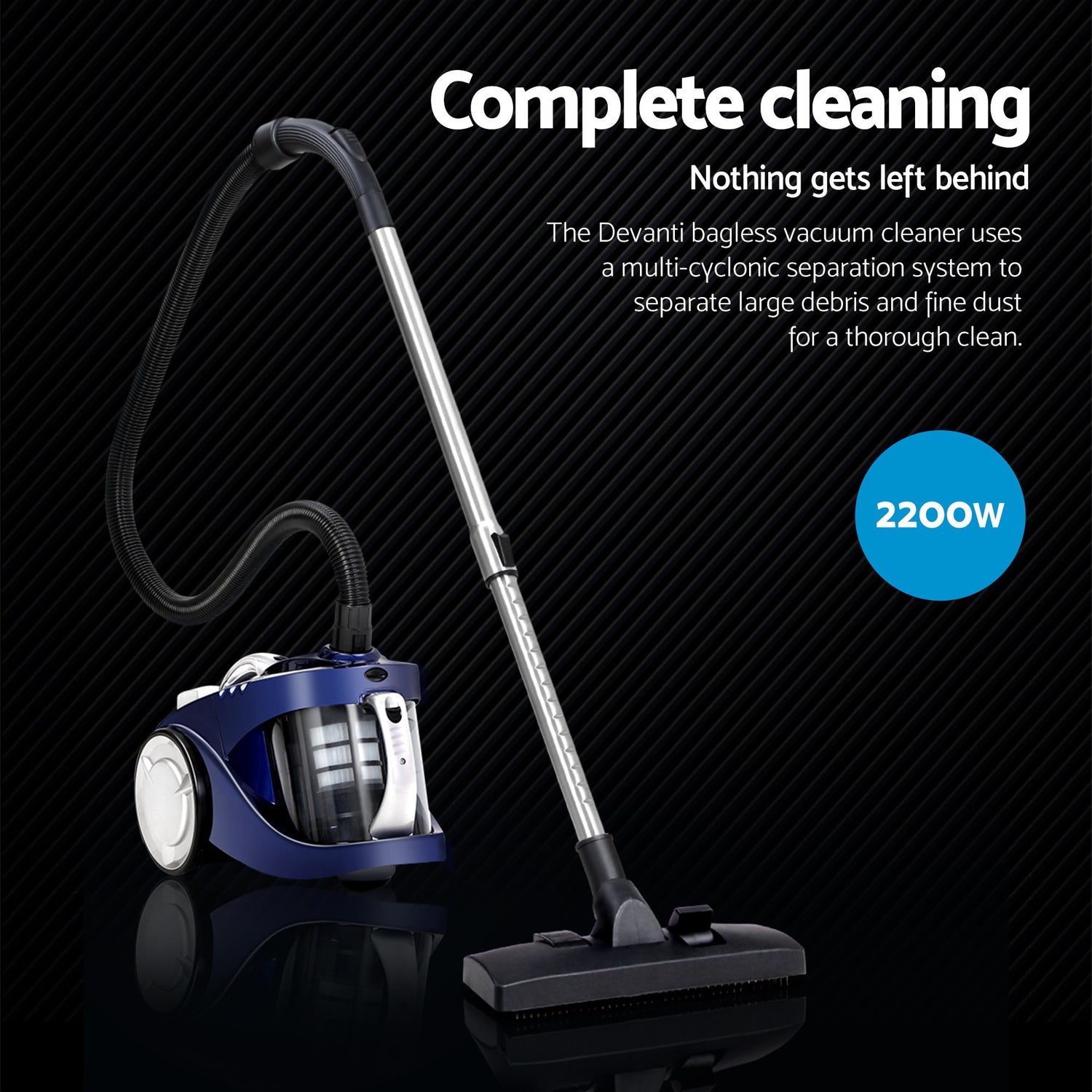 Devanti 2200W Bagless Vacuum Cleaner Blue-Vacuum Cleaners-PEROZ Accessories