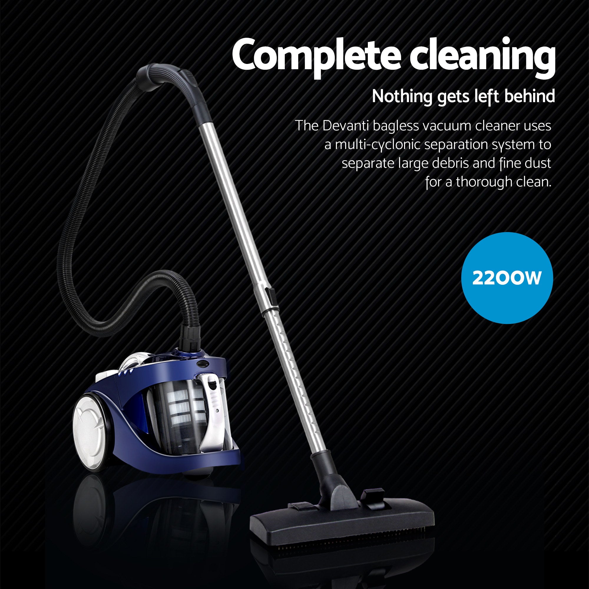 Devanti 2200W Bagless Vacuum Cleaner Blue-Vacuum Cleaners-PEROZ Accessories