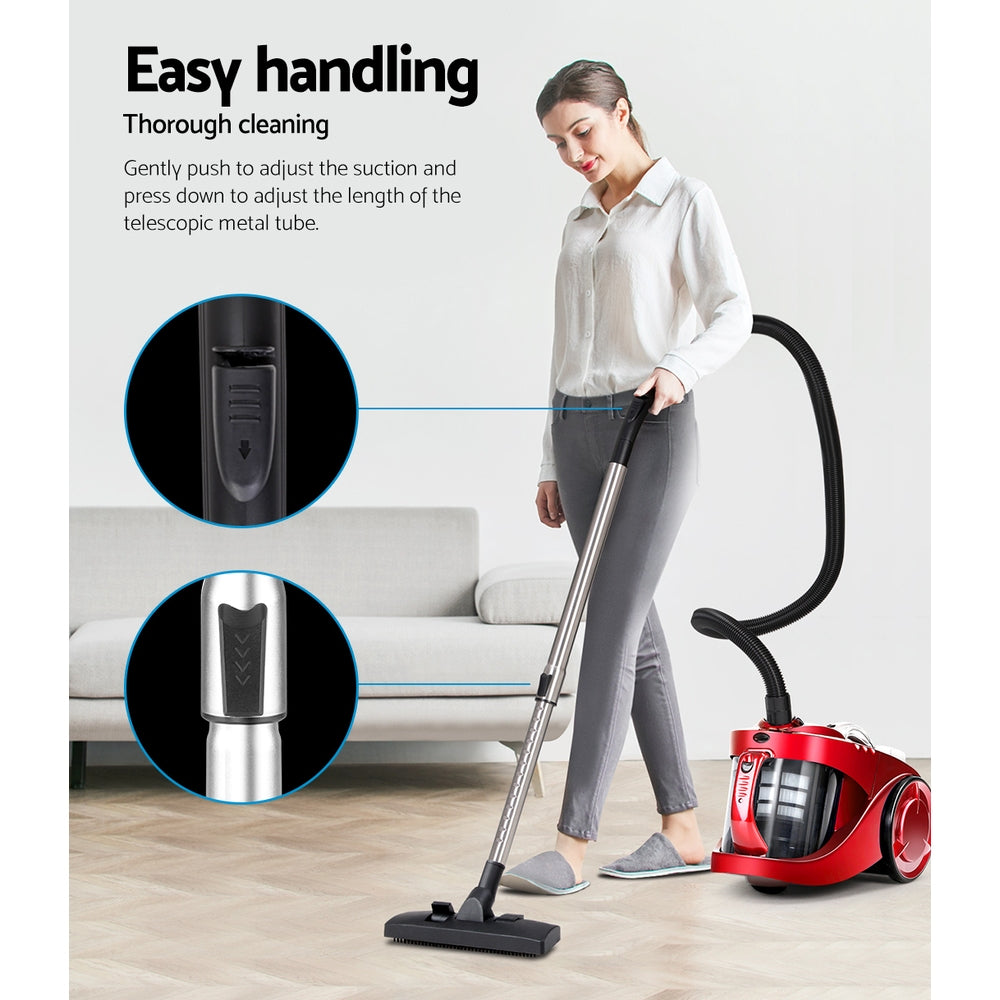 Devanti 2200W Bagless Vacuum Cleaner Red-Vacuum Cleaners-PEROZ Accessories