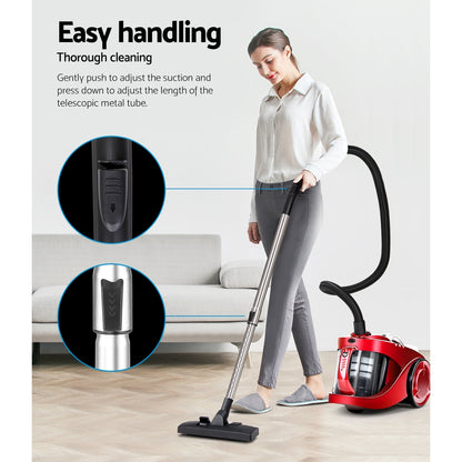 Devanti 2200W Bagless Vacuum Cleaner Red-Vacuum Cleaners-PEROZ Accessories