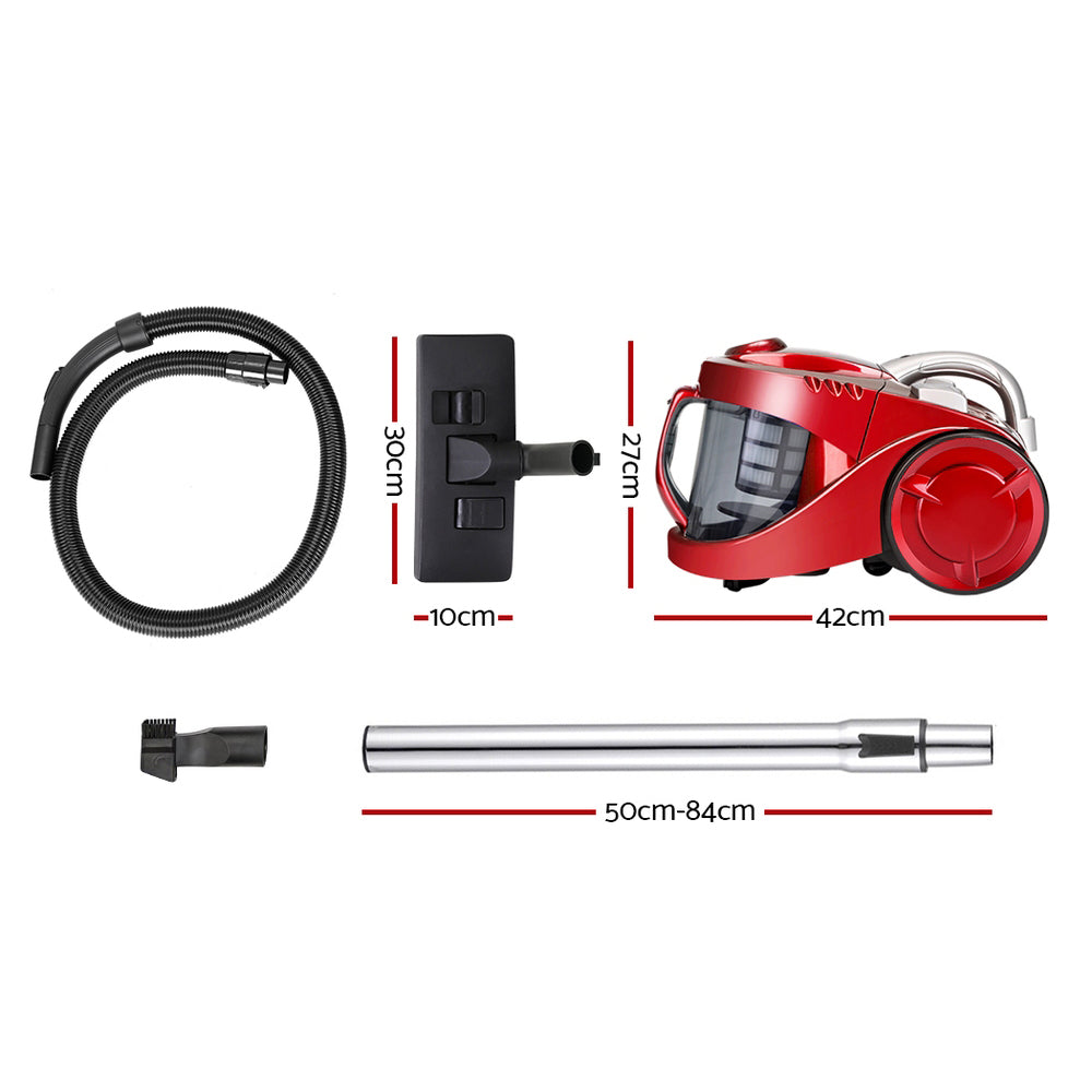 Devanti 2200W Bagless Vacuum Cleaner Red-Vacuum Cleaners-PEROZ Accessories