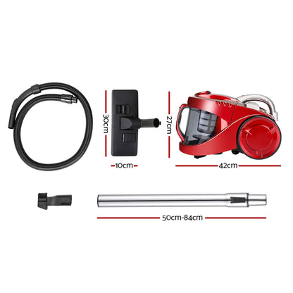 Devanti 2200W Bagless Vacuum Cleaner Red-Vacuum Cleaners-PEROZ Accessories