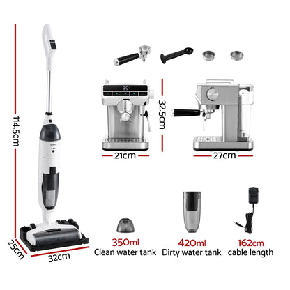 Devanti Cordless Wet Dry Vacuum Mop plus Coffee Maker Machine Espresso