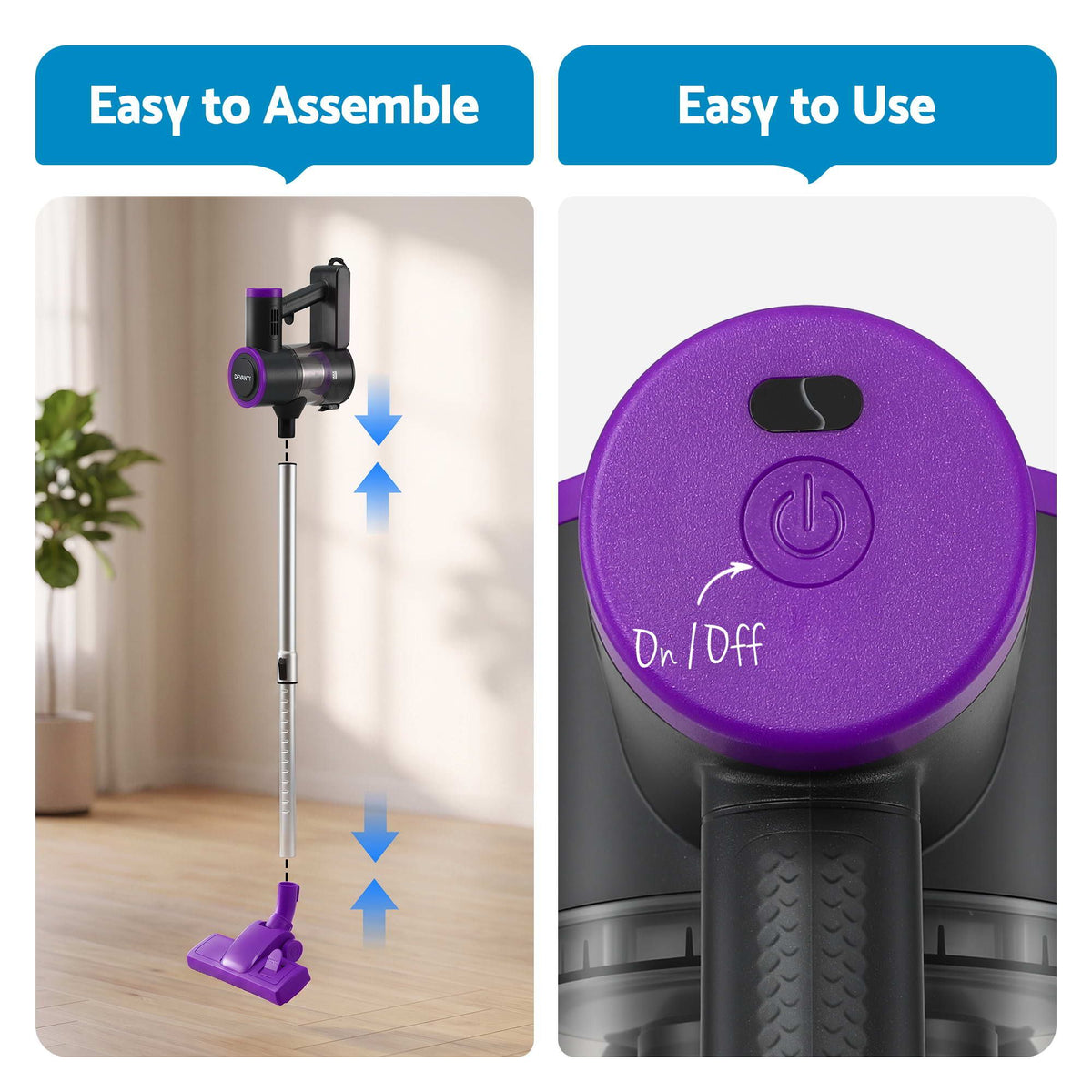 Devanti 3-in-1 Corded Stick Vacuum Cleaner, 16000Pa Strong Suction, Purple-Appliances > Vacuum Cleaners > Stick Vacuums-PEROZ Accessories