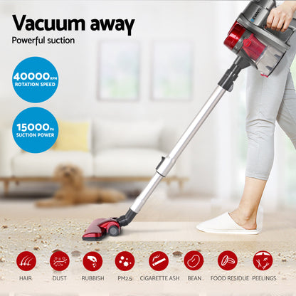 Devanti Stick Vacuum Cleaner Handheld Corded 450W Red-Vacuum Cleaners-PEROZ Accessories
