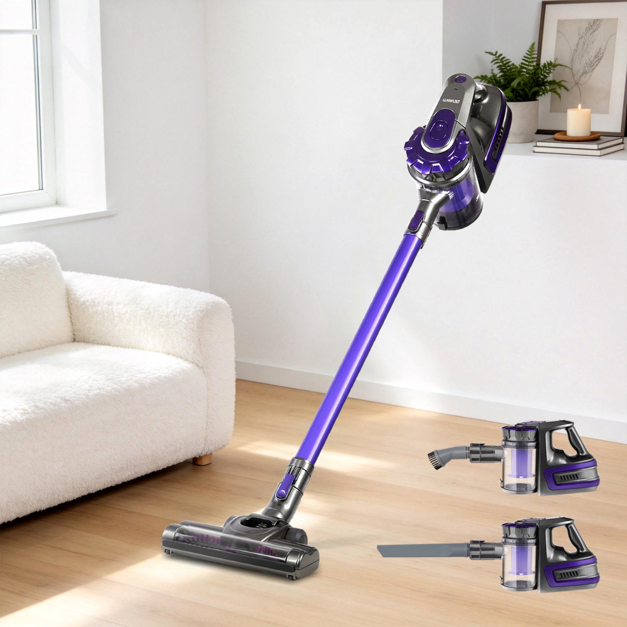 Devanti Stick Vacuum Cleaner Bagless Cordless 150W Purple-Vacuum Cleaners-PEROZ Accessories