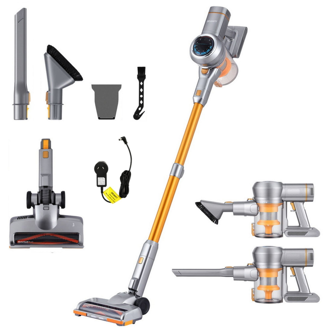 Devanti 300W Stick Vacuum Cleaner Cordless Self-Standing Golden-Appliances > Vacuum Cleaners > Vacuum Cleaner Accessories-PEROZ Accessories