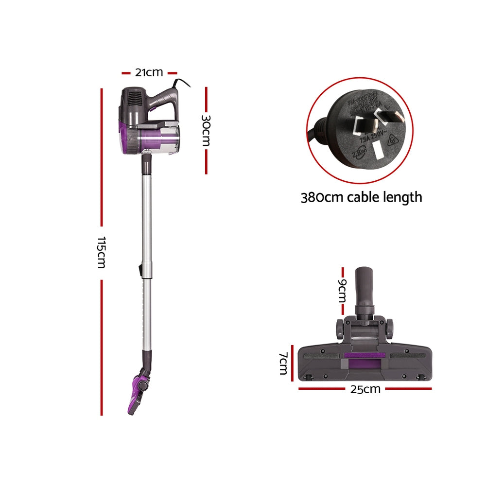 Devanti Stick Vacuum Cleaner Bagless Corded 500W Purple-Appliances &gt; Vacuum Cleaners-PEROZ Accessories