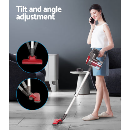 Devanti Stick Vacuum Cleaner Bagless Corded 500W Red-Appliances &gt; Vacuum Cleaners-PEROZ Accessories