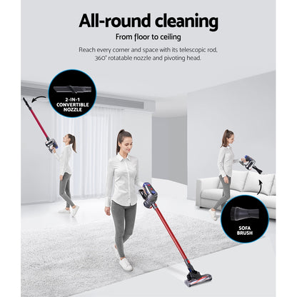 Devanti Stick Vacuum Cleaner HEPA Filter Red 150W-Vacuum Cleaners-PEROZ Accessories