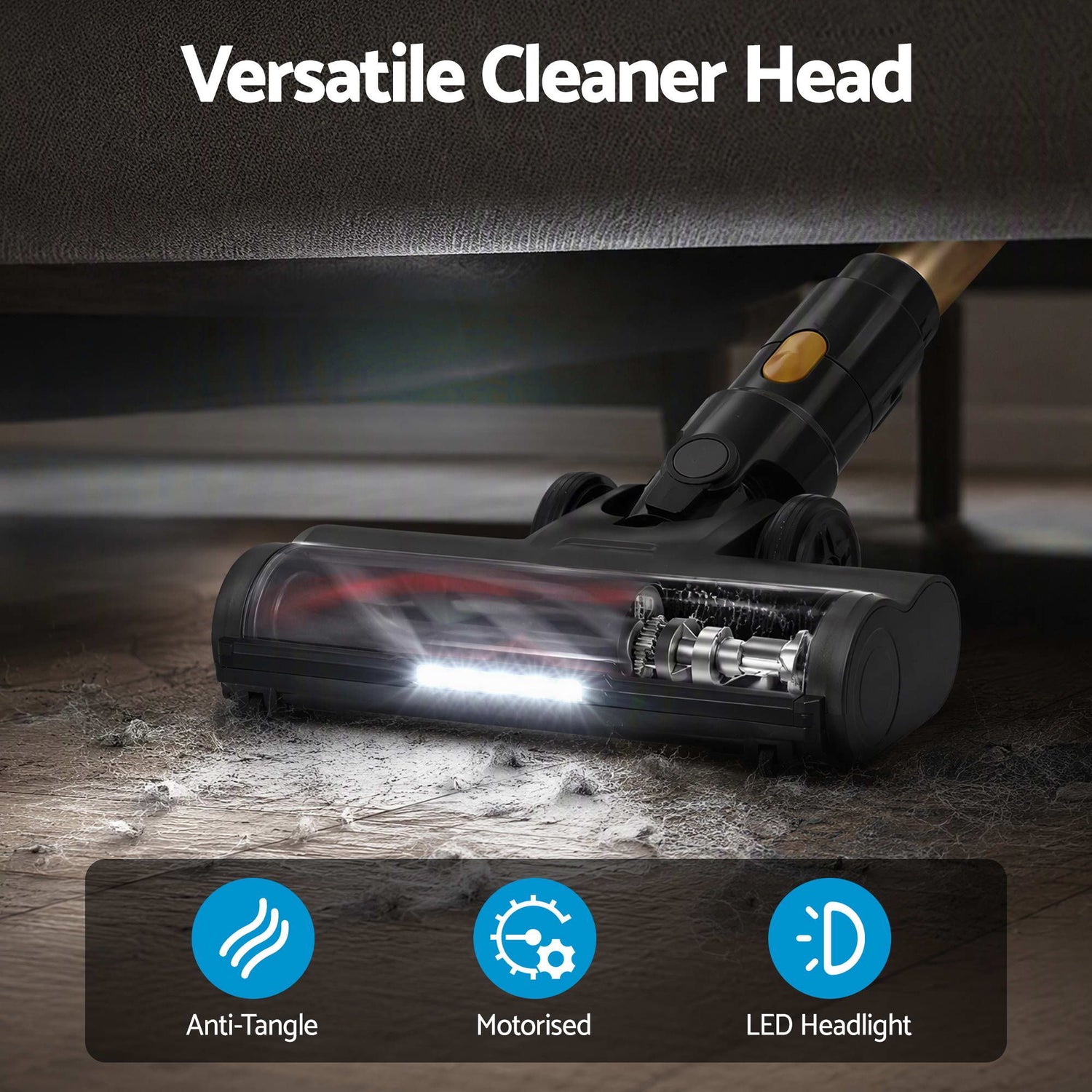 DEVANTI 30000Pa Cordless Stick Vacuum Cleaner 4-in-1 Handheld Vac, Gold