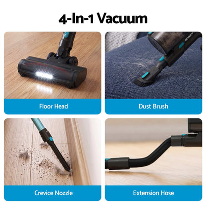 DEVANTI 30000Pa Cordless Stick Vacuum Cleaner 4-in-1 Handheld Vac, Green-Appliances > Vacuum Cleaners > Stick Vacuums-PEROZ Accessories