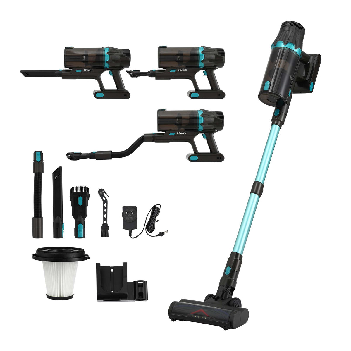 DEVANTI 30000Pa Cordless Stick Vacuum Cleaner 4-in-1 Handheld Vac, Green-Appliances > Vacuum Cleaners > Stick Vacuums-PEROZ Accessories