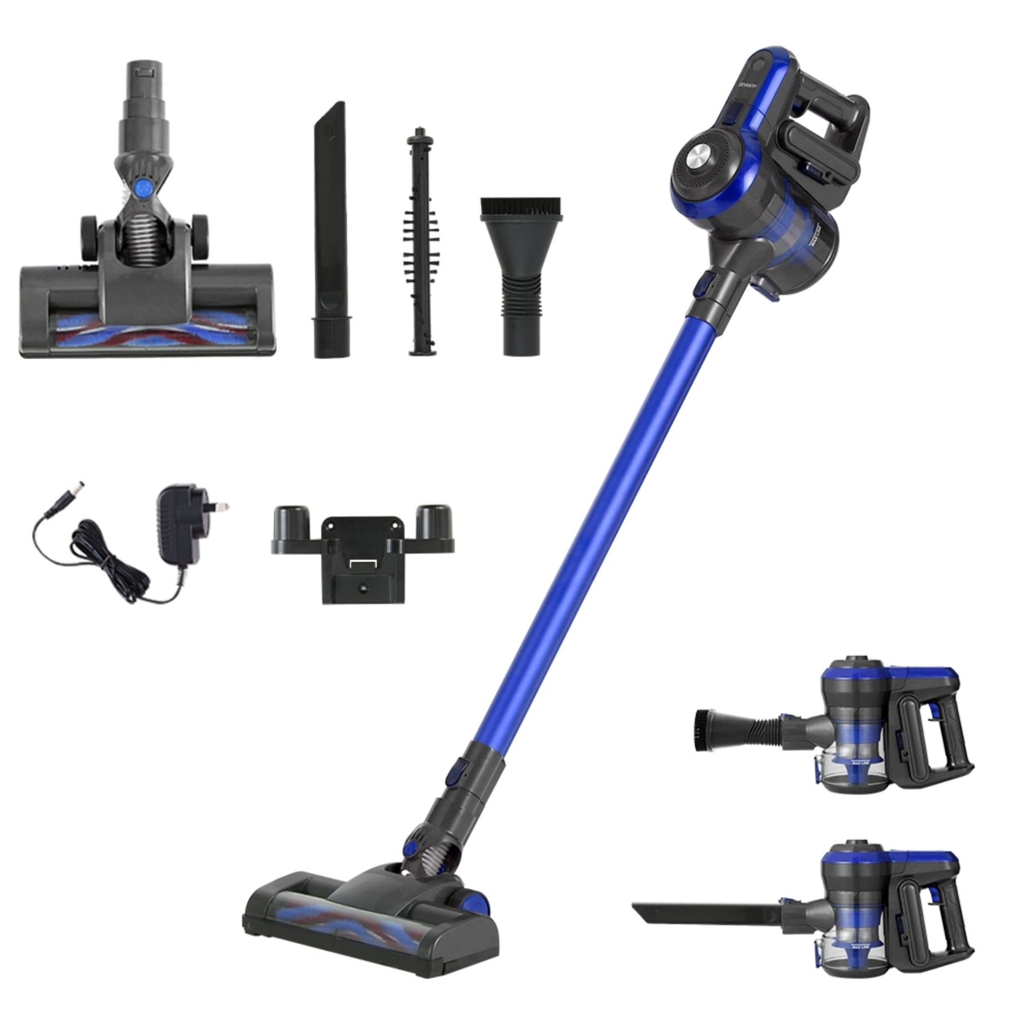 Devanti Stick Vacuum Cleaner Brushless Cordless 250W Blue-Vacuum Cleaners-PEROZ Accessories