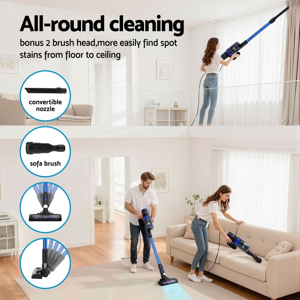 Devanti Stick Vacuum Cleaner Brushless Cordless 350W Blue-Appliances > Vacuum Cleaners > Vacuum Cleaner Accessories-PEROZ Accessories