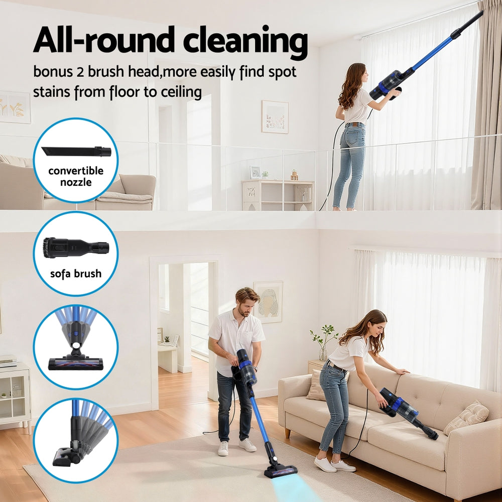 Devanti Stick Vacuum Cleaner Brushless Cordless 350W Blue-Appliances &gt; Vacuum Cleaners &gt; Vacuum Cleaner Accessories-PEROZ Accessories