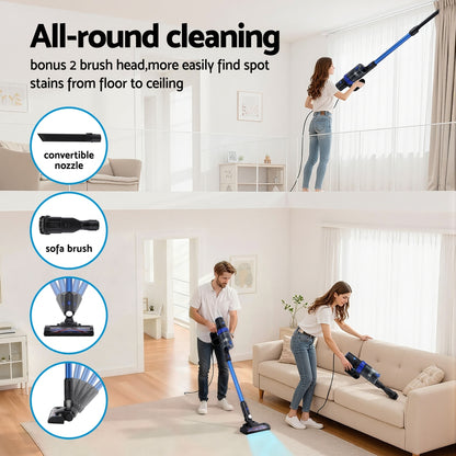 Devanti Stick Vacuum Cleaner Brushless Cordless 350W Blue-Appliances &gt; Vacuum Cleaners &gt; Vacuum Cleaner Accessories-PEROZ Accessories