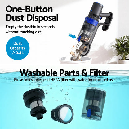 Devanti Stick Vacuum Cleaner Brushless Cordless 350W Blue-Appliances &gt; Vacuum Cleaners &gt; Vacuum Cleaner Accessories-PEROZ Accessories